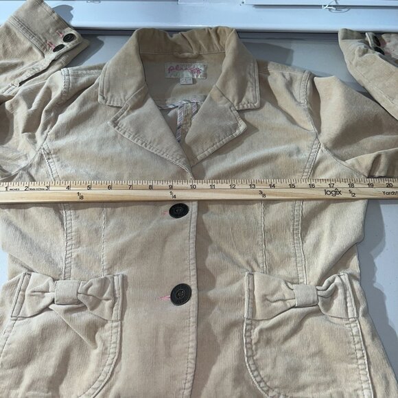 Plugg Womens Beige Corduroy Blazer Jacket With Bow Pockets Size L - Picture 11 of 14